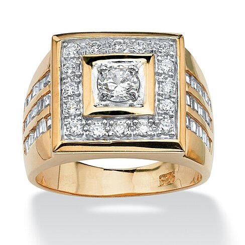 ... Zirconia 18k Gold Yellow over Sterling Silver Bezel-Set Square Ring